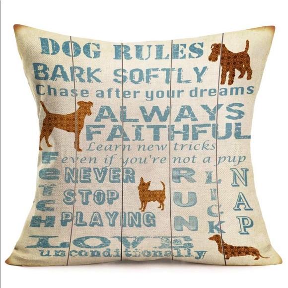 Other - Dogs Rule Throw Pillow Case Cover NWT 18"X18"
